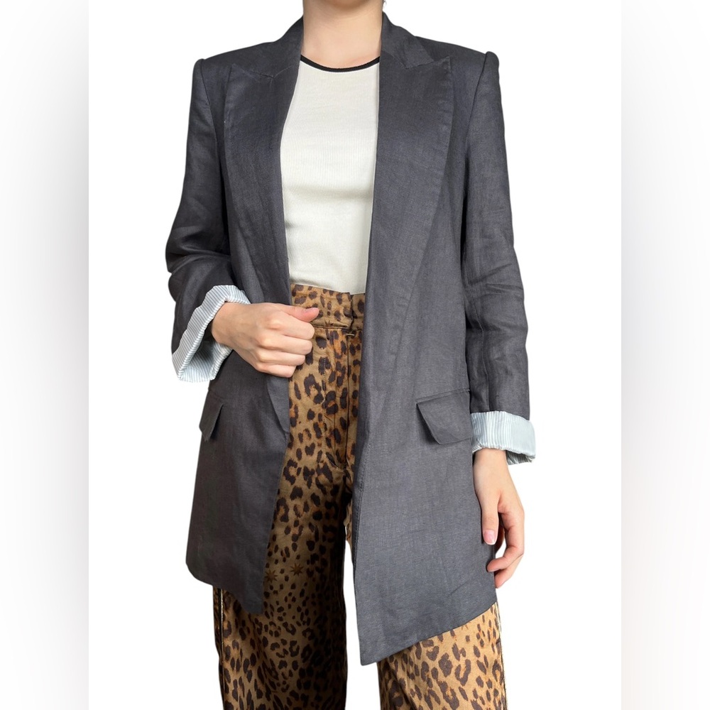 Zara Charcoal Linen Blazer Size S